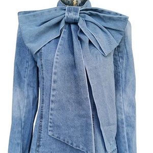Oversized Bow Denim Top